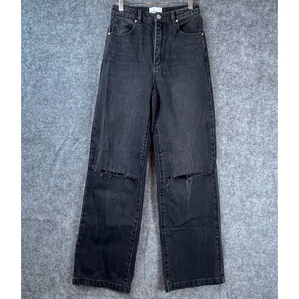 Abrand Jeans Womens 26 Black A‎ '94 High & Wide Stretch Ripped Thrashed Baggy